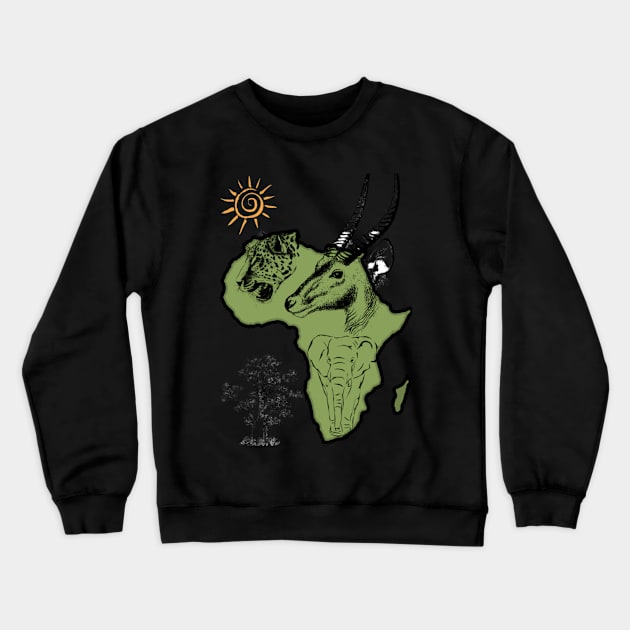 africa 2 Crewneck Sweatshirt by AMINOS ART